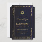 Bar Mitzvah legant Navy Blue Gold Star  in Kaart (Voorkant)
