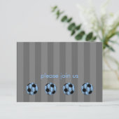 Bar Mitzvah Light Blue en Black Voetbal Kaart (Staand voorkant)
