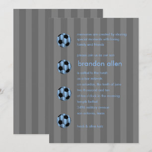 Bar Mitzvah Light Blue en Black Voetbal Kaart