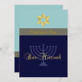 Bar Mitzvah/light + donkerblauw Kaart (Voorkant / Achterkant)