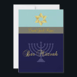 Bar Mitzvah/light   donkerblauw Kaart<br><div class="desc">Gewoon duo-toon van blauw met een gouden ster van David die niet zo flitsend is als Bat Mitzvah-kaart,  klare subtiel. Verander uw achtergrondkleur volledig aanpasbaar. Copyright © 2010 PixDezines.com en PixDezines op zazzle.com</div>