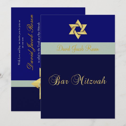 Bar Mitzvah/light + donkerblauw/pas uw kleur aan Kaart (Voorkant / Achterkant)