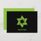 Bar Mitzvah Lime Green Black Star van David Party Kaart (Voorkant / Achterkant)