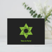 Bar Mitzvah Lime Green Black Star van David Party Kaart (Staand voorkant)