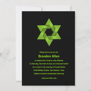 Bar Mitzvah Lime Green op Black, ster van David Kaart
