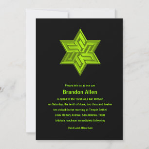Bar Mitzvah Lime Green op Black, ster van David Kaart