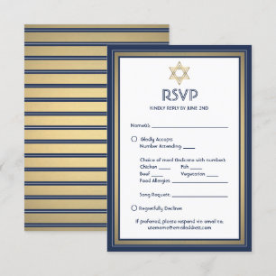 Bar Mitzvah Maaltijden Opties Song Aanvraag Blauw RSVP Kaartje