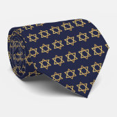 Bar Mitzvah Marine Blauw Faux Gouden Ster van Davi Stropdas (Opgerold)