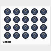Bar Mitzvah Marine Blauw Wit & Gouden ster van Dav Ronde Sticker (Vel)