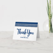 Bar Mitzvah Marine Blauw Zilver Tallit Script Mode Bedankkaart (Voorkant)