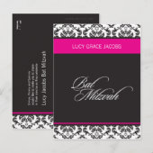 BAR MITZVAH :: meisje 4 Uitnodiging Briefkaart (Voorkant / Achterkant)