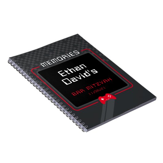 BAR MITZVAH MEMORIES gamer cool trendy rood zwart Notitieboek (Rechterzijde)