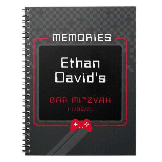 BAR MITZVAH MEMORIES gamer cool trendy rood zwart Notitieboek (Voorkant)