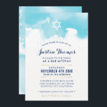 BAR MITZVAH modern aquablauw waterverf uitnodigen Kaart<br><div class="desc">door kat massard >> kat@simplysweetPAPERIE.com << - - - - - - - - - - - - - - - - - - - - - - - - - - - - - - - - - - - - - - - - - - - - -...</div>