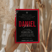 BAR MITZVAH modern atletiekjongetje vet zwart rood Kaart