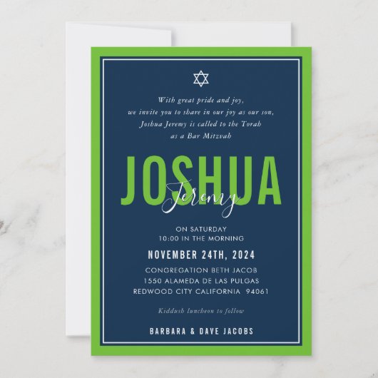 BAR MITZVAH modern atletisch jongetje nfl groene m Kaart (Voorkant)