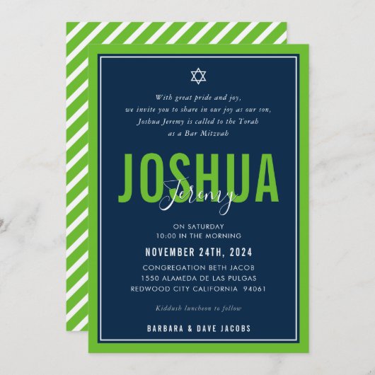 BAR MITZVAH modern atletisch jongetje nfl groene m Kaart (Voorkant / Achterkant)