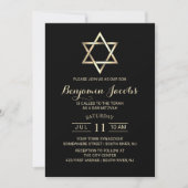 Bar Mitzvah Modern Black & Gold Jewish Kaart (Voorkant)