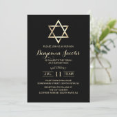 Bar Mitzvah Modern Black & Gold Jewish Kaart (Staand voorkant)