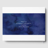 BAR MITZVAH modern blauw waterverf goud schrijven Gastenboek (Achterkant)