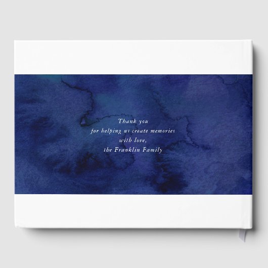 BAR MITZVAH modern blauw waterverf goud schrijven Gastenboek (Achterkant)