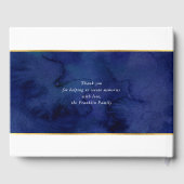 BAR MITZVAH modern blauw waterverf goud schrijven Gastenboek (Achterkant)