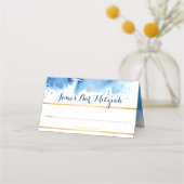 BAR MITZVAH modern blauw waterverf gouden folie st Plaatskaartje (Voorkant)