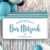 Bar Mitzvah Modern Blauwgroen Silver Tallit Bold S Spandoek