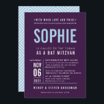 BAR MITZVAH modern bloktype aubergine bord blauw Kaart<br><div class="desc">door kat massard >> WWW.SIMPLYSWEETPAPERIE.COM << - - - - - - - - - - - - - - - CONTACT MET ME om u te helpen bij het in evenwicht brengen van uw type perfect Love the design, maar ik zou graag een aantal wijzigingen zien - een ander...</div>