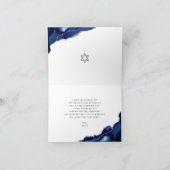 Bar Mitzvah Modern Blue Agate Waterverf Script Bedankkaart (Binnen)