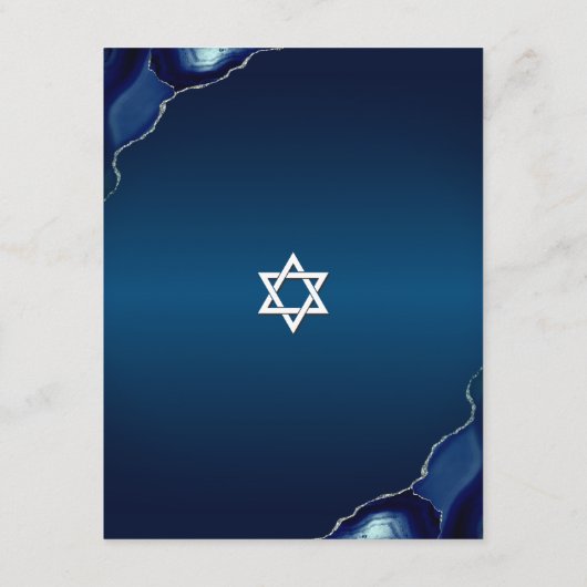Bar Mitzvah Modern Blue Agate Waterverf Script Informatiekaartje (Achterkant)