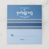 Bar Mitzvah Modern Blue Silver Tallit Bold Script Plaatskaartje (Buitenkant ongevouwen)