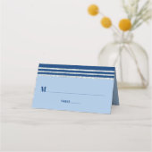 Bar Mitzvah Modern Blue Silver Tallit Bold Script Plaatskaartje (Voorkant)