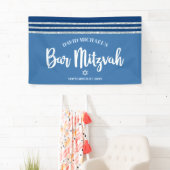 Bar Mitzvah Modern Blue Silver Tallit Bold Script Spandoek (Insitu)
