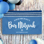 Bar Mitzvah Modern Blue Silver Tallit Bold Script Spandoek
