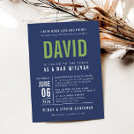 BAR MITZVAH modern bold block type navy blue green Kaart<br><div class="desc">door kat massard >> WWW.SIMPLYSWEETPAPERIE.COM << - - - - - - - - - - - - - - - CONTACT MET ME om u te helpen bij het in evenwicht brengen van uw type perfect Love the design, maar ik zou graag een aantal wijzigingen zien - een ander...</div>