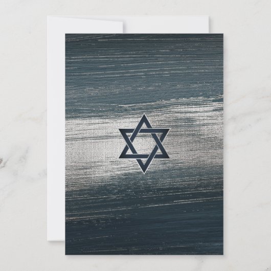 Bar Mitzvah Modern Bold Charcoal Gray Silver Foil Kaart (Achterkant)