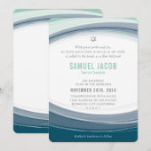 BAR MITZVAH modern curve ontwerp mint blauw grijs Kaart (Voorkant / Achterkant)