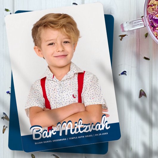 Bar Mitzvah Modern Custom Photo Kaart