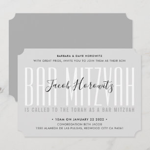 BAR MITZVAH modern deklaagtypografie jongetje grij Kaart