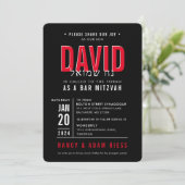 BAR MITZVAH modern eenvoudig metalen rooster rood  Kaart (Staand voorkant)