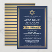 Bar Mitzvah Modern Elegant Marine Blauw Wit & Goud Kaart (Voorkant / Achterkant)