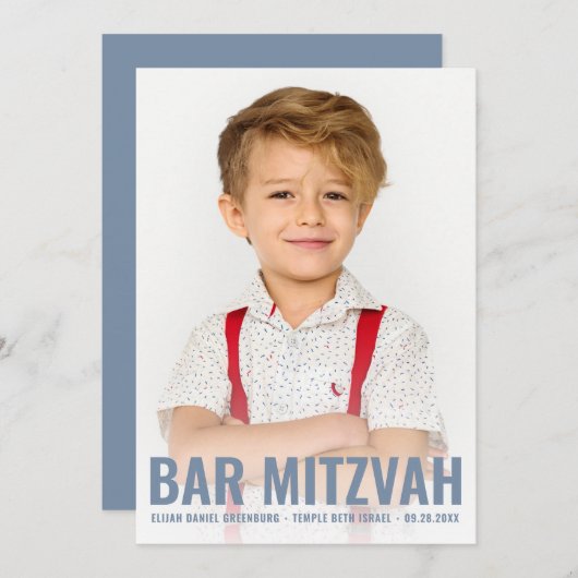 Bar Mitzvah Modern en Simple Star van David Photo Kaart (Voorkant / Achterkant)