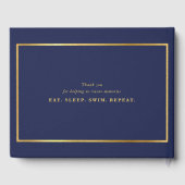 BAR MITZVAH modern faux gold name kalligraphy navy Gastenboek (Achterkant)