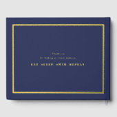 BAR MITZVAH modern faux gold name kalligraphy navy Gastenboek (Achterkant)