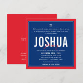 BAR MITZVAH modern football blauw rood QRCODE Kaart (Voorkant / Achterkant)