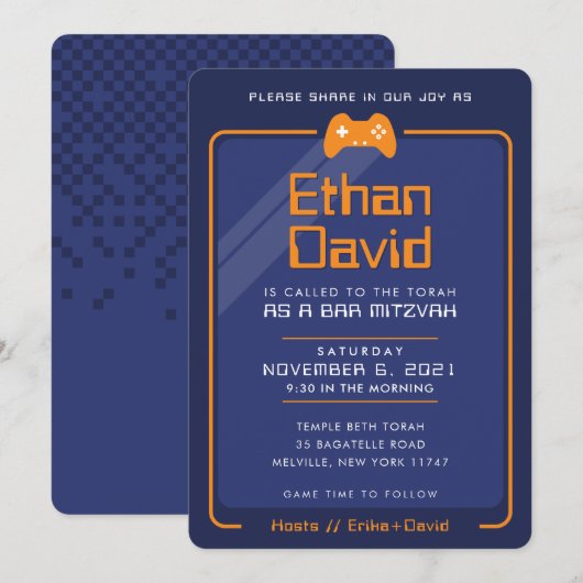 BAR MITZVAH modern gaming control marineblauw sina Kaart (Voorkant / Achterkant)