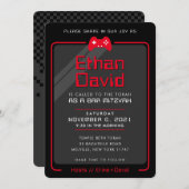 BAR MITZVAH modern gaming regelt cool zwart rood Kaart (Voorkant / Achterkant)