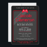 BAR MITZVAH modern gaming regelt cool zwart rood Kaart<br><div class="desc">door kat massard >> WWW.SIMPLYSWEETPAPERIE.COM << - - - - - - - - - - - - - - - - - - - - - - - - - - - - - Het perfecte ontwerp voor een "Gaming Theme" BAR of BAT MITZVAH viering Hou van het ontwerp,...</div>