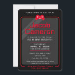 BAR MITZVAH modern gaming regelt cool zwart rood Kaart<br><div class="desc">door kat massard >> WWW.SIMPLYSWEETPAPERIE.COM << - - - - - - - - - - - - - - - - - - - - - - - - - - - - - Het perfecte ontwerp voor een "Gaming Theme" BAR of BAT MITZVAH viering Hou van het ontwerp,...</div>